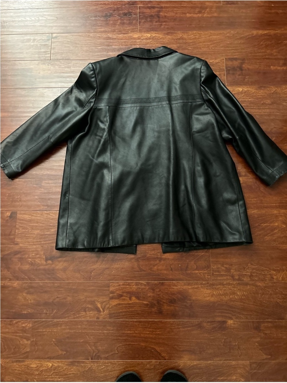 Preston & York Black Leather Button-Front Jacket - Picture 2 of 4